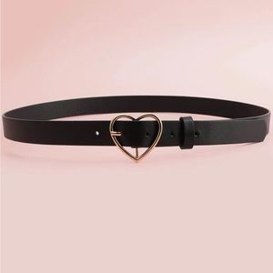 Gold heart buckle black belt